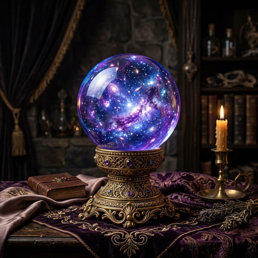 Glowing crystal ball used in spiritual tarot readings